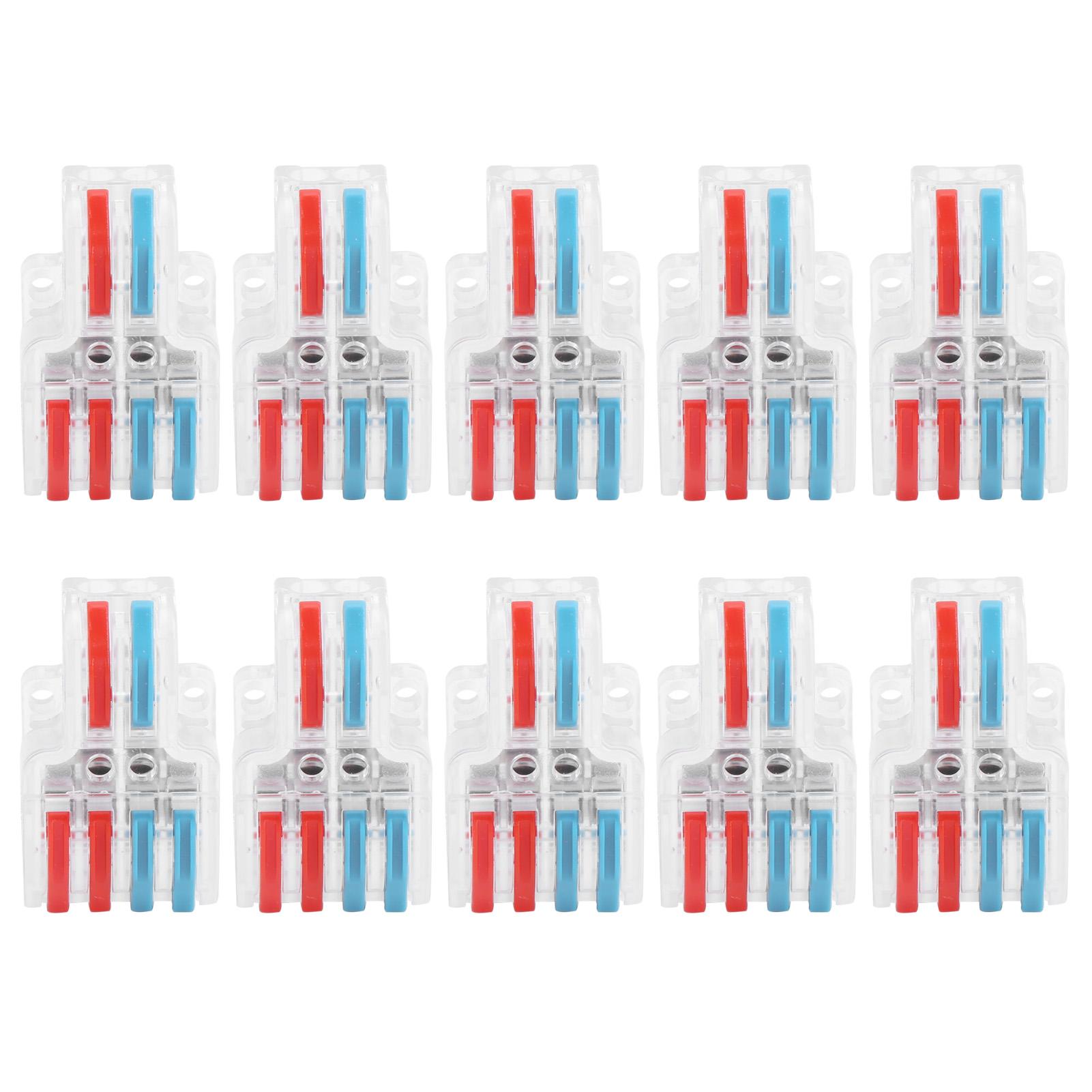

10Pcs Wire Block Clamp Terminal 2‑in‑4‑out Color Quick Wiring Electrical Connectors LT‑422