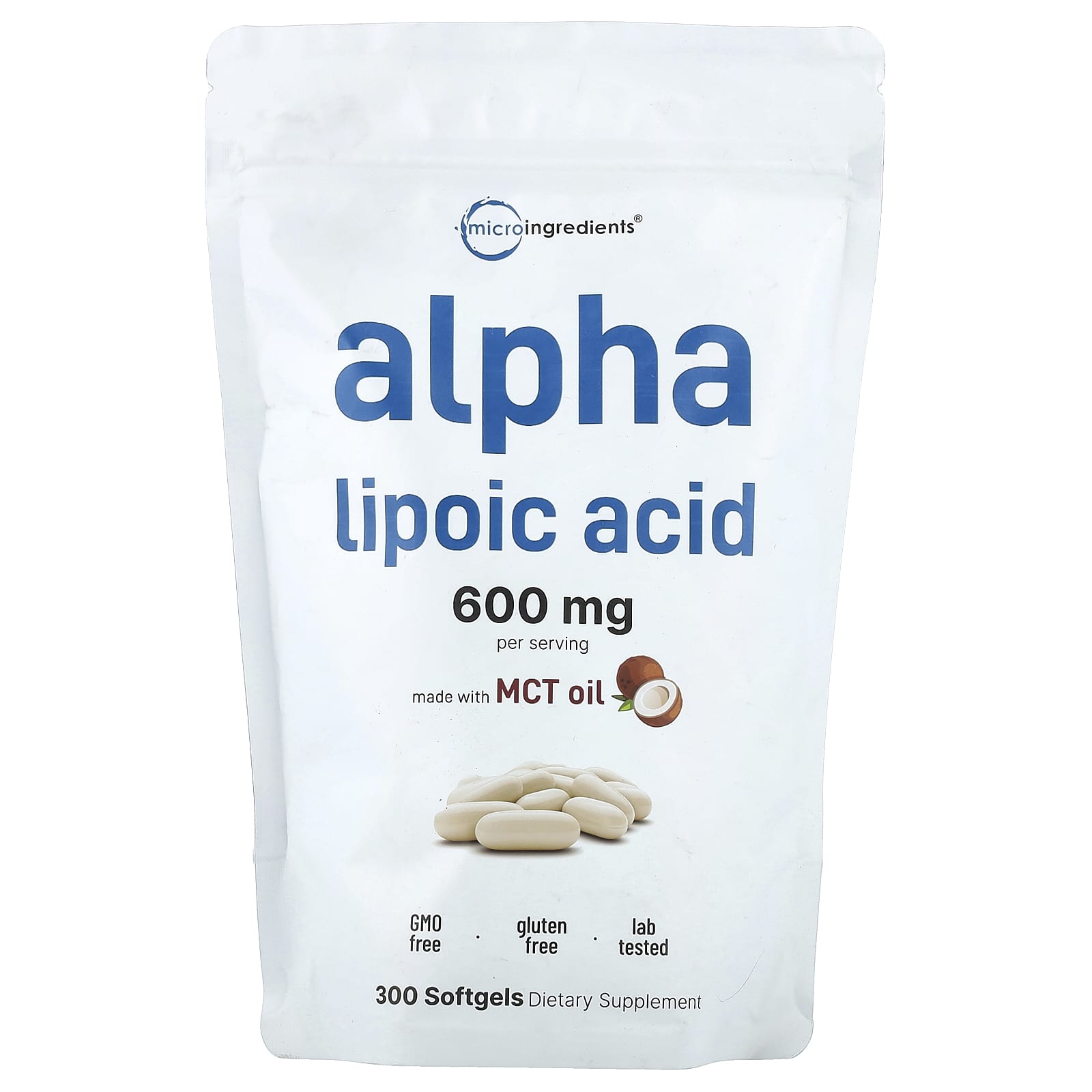 

Micro Ingredients, Alpha Lipoic Acid, 300 Softgels (200mg per softgel)