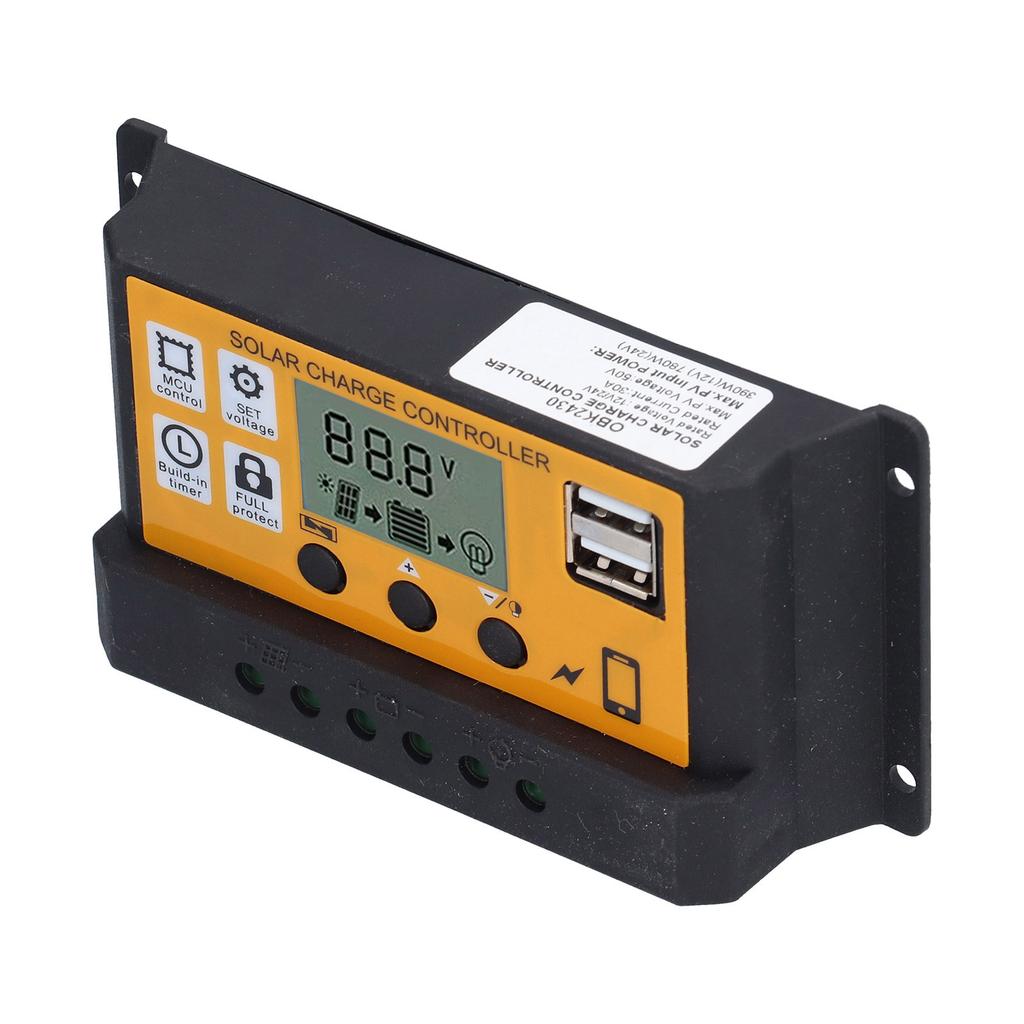 Smart Charge Controller Photovoltaic Power Generation Automatic Control Equipment 12V 24V 30AYellow