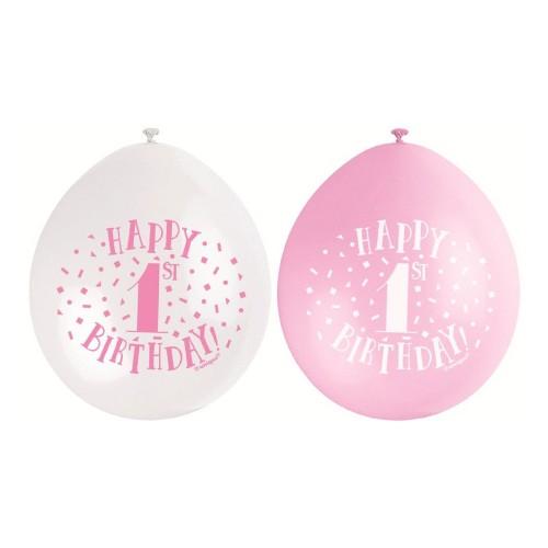 Unique Party Happy 1st Birthday Latex Balloons (Pack of 10)