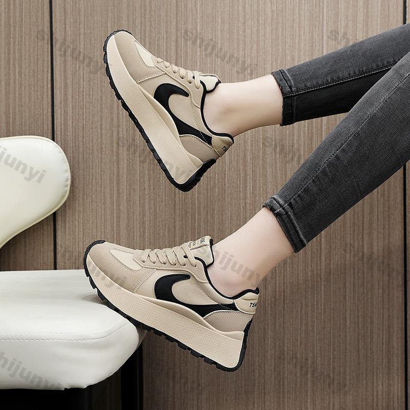 Fashion Women's Thick Bottom Platform Sneakers Spring New Mix Color Lace-Up Casual Shoes Woman Round Toe Non Slip Vulcanized Sport Shoes