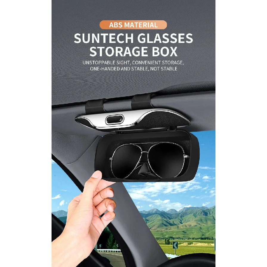 Universal Car Visor & Dashboard Sunglasses Holder – One-Hand Quick Clip, Scratch & Shockproof Eyewear Case Car Storage Organizer