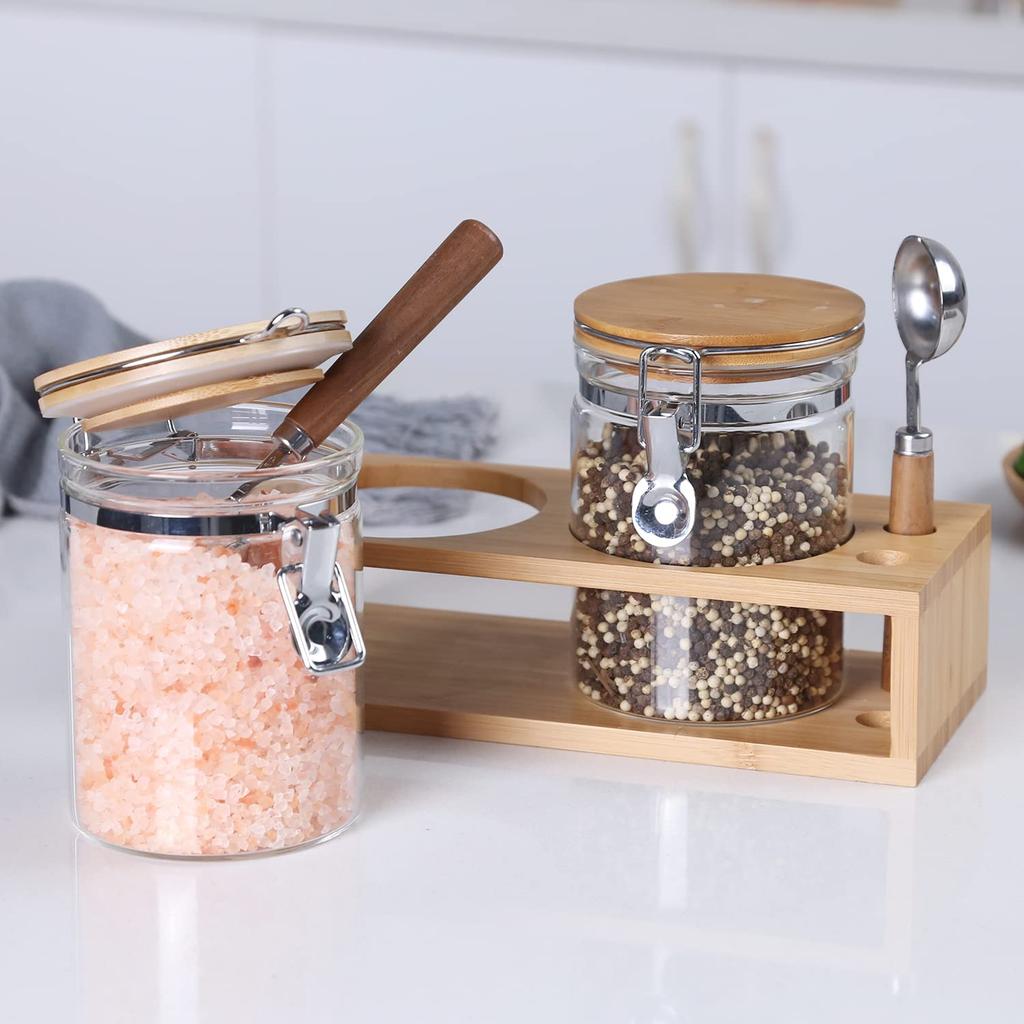 KKC Canister Glass Jar Airtight Container for Coffee Beans/Ground 250g, Coffee, Sugar, Salt, Etc. Popular Airtight Storage Container, Snow Peak, Set O