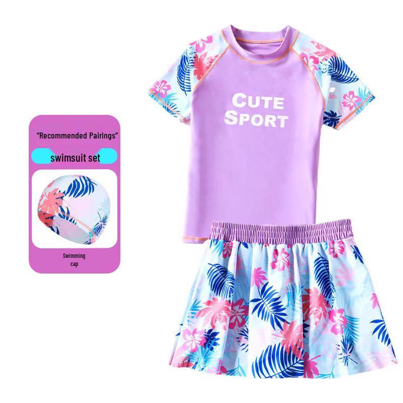 Plus Size Kids' Quick-Dry UPF50+ Swimsuit: Comfortable, High Elasticity, Non-Binding Sun Protection for Chubby Kids, Short & Long Sleeve Options