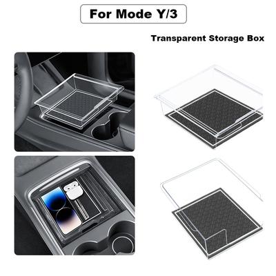 Hidden Organizer Environmentally Friendly Materials For Tesla Model 3 Y Acrylic Transparent Central Control Storage Box