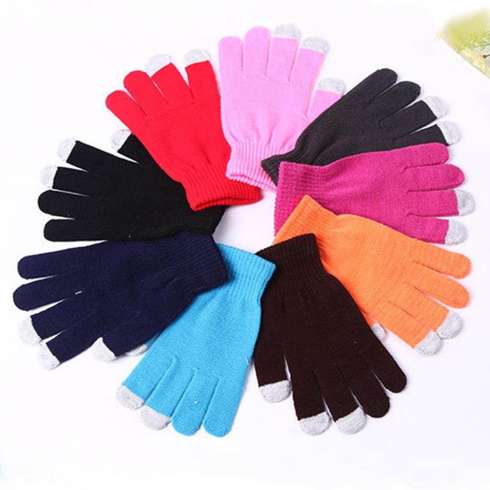 

Touch screen gloves Smartphone touch screen gloves Women s knitted winter wool warm men s gloves темно-синього кольору