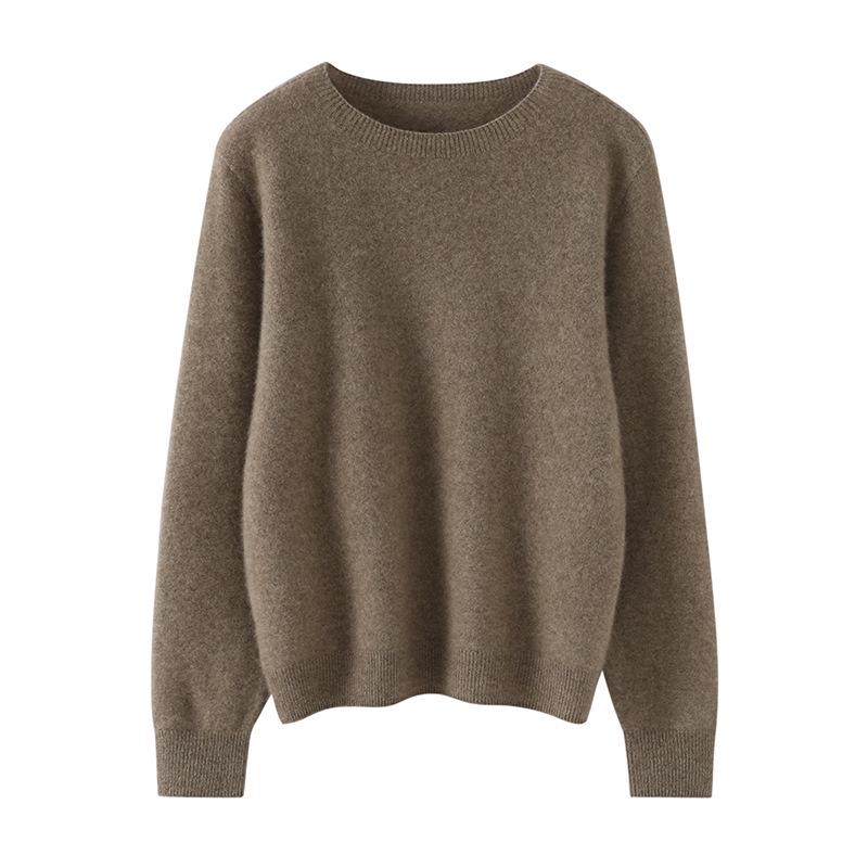 Women's Pure Cashmere Round Neck Sweater - New Fashion, Solid Color, Versatile Warm Knit Pullover