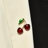 Cherry Fruit Brooch For Women With Electroplated Metal Decorative Jewelry Gift For Spring 2024