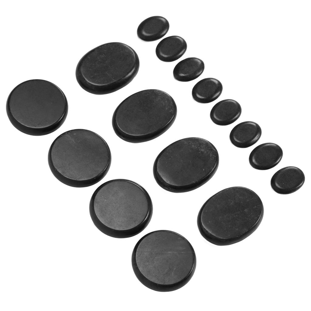 16pcs Massage Stones Warming Therapy Reduce Pain Waterless Heating Smooth Heated Stone with Aluminum Box 220V EU Plug