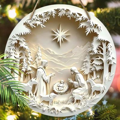 Holy Night Nativity Scene Pendant, Decoration of Home Walls or Doors, 2d Flat Wooden, Christmas Decoration, Gifts for Friends and Family