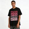 Retro Pink Leopard Print Teacher Themed Casual T-Shirt Pure Cotton T-shirt