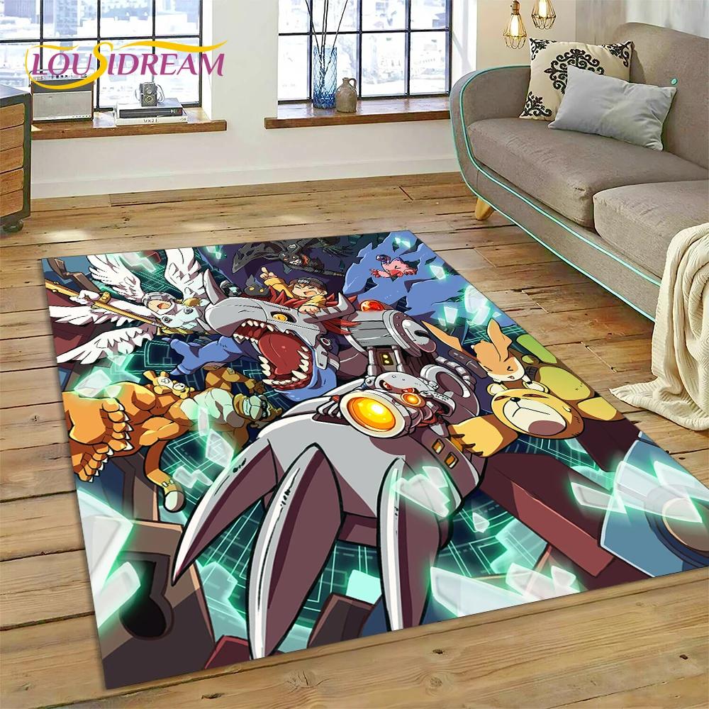 Retro Digimon Adventure Monster Cartoon Carpet Rug for Bedroom Living Room Home Sofa Decoration,Child Game Large Decor Floor Mat