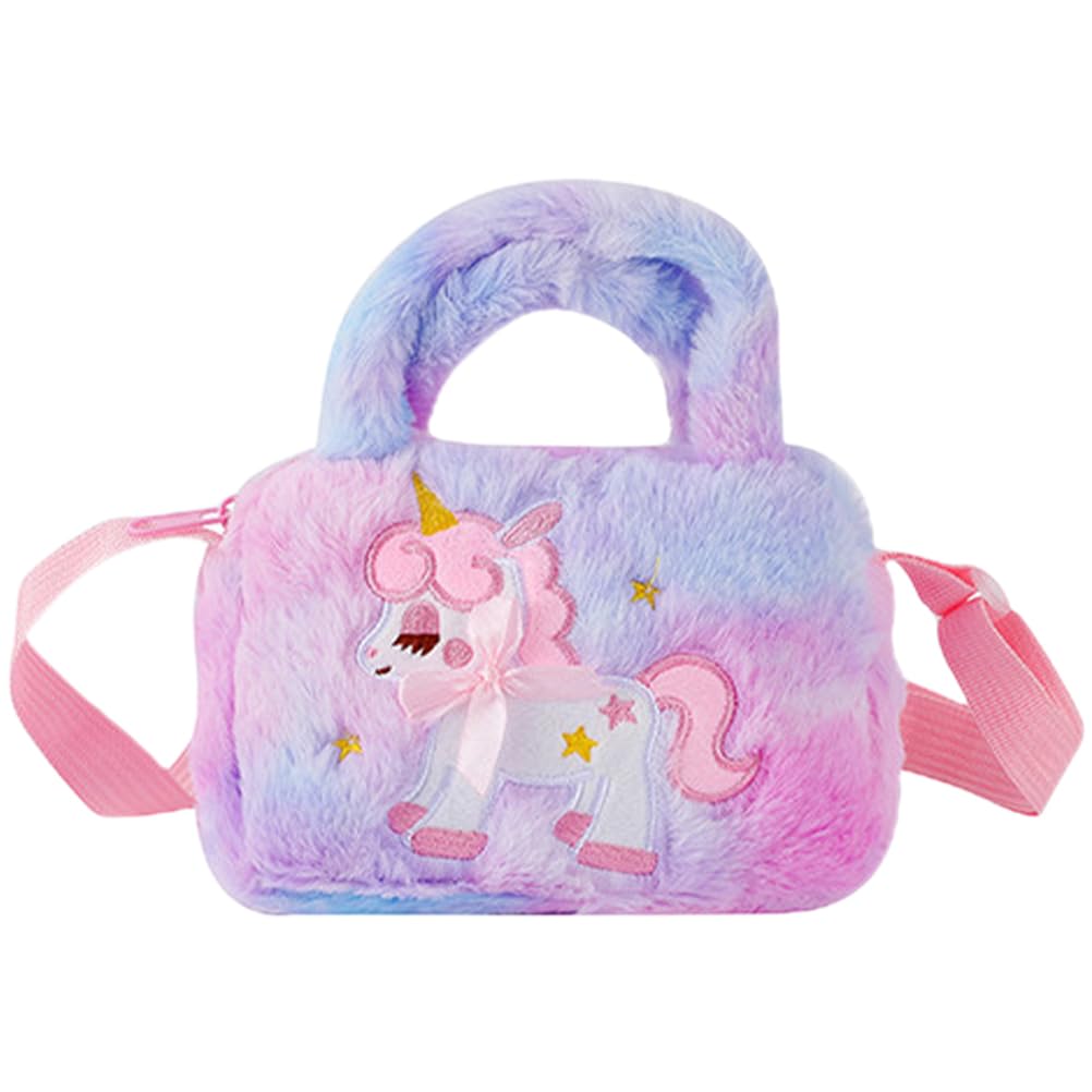 TENDYCOCO Einhorn Umhängetasche für Mädchen, Crossbody Tasche, Beutel, Schultasche für Kinder, Niedliches Plüschtier Design, Leicht, Perfekt für den Kindergarten,