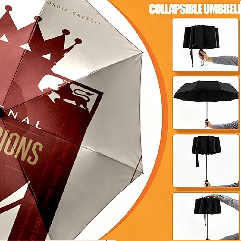 Custom Name Personalized Football Team Print Umbrella, Auto Open Close, 8‑Rib Sturdy Frame, Commute Camping Hiking Use, Birthday Gift