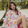 Sweet Floral Shirt for Women In Hong Kong Style Loose Medium-length Long-sleeved Sun-protective Top