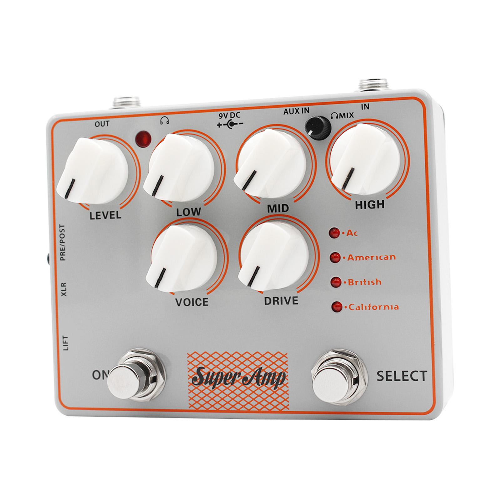 Guitar Amp Simulator Pedal Guitar Effects Processor DI Box 4-in-1 with   Input Headphone Output for Electric  Cabinet Simulator