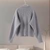 Autumn Round Neck Cardigan Sweater, Feminine Commuter Style Zipper Jacket, Loose and Versatile Top