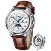 Automatic Men's Wristwatch Multi-Calendar Moon Phase 3 ATM Water Resistant Business Classic Luxury White