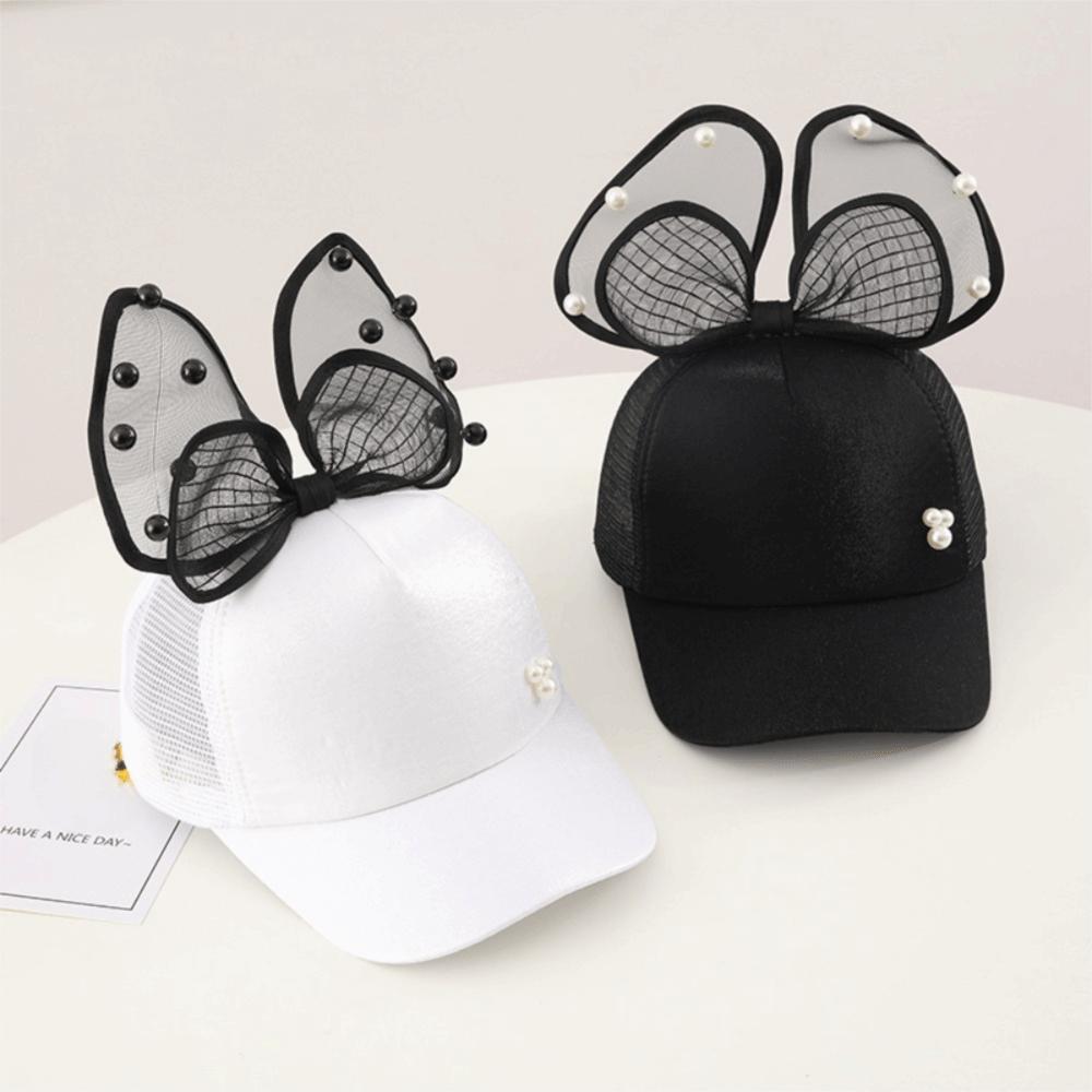 Mesh Breathable Kids Sun Hat Big Bowknot Children Peaked Caps Cute Girls Baseball Cap