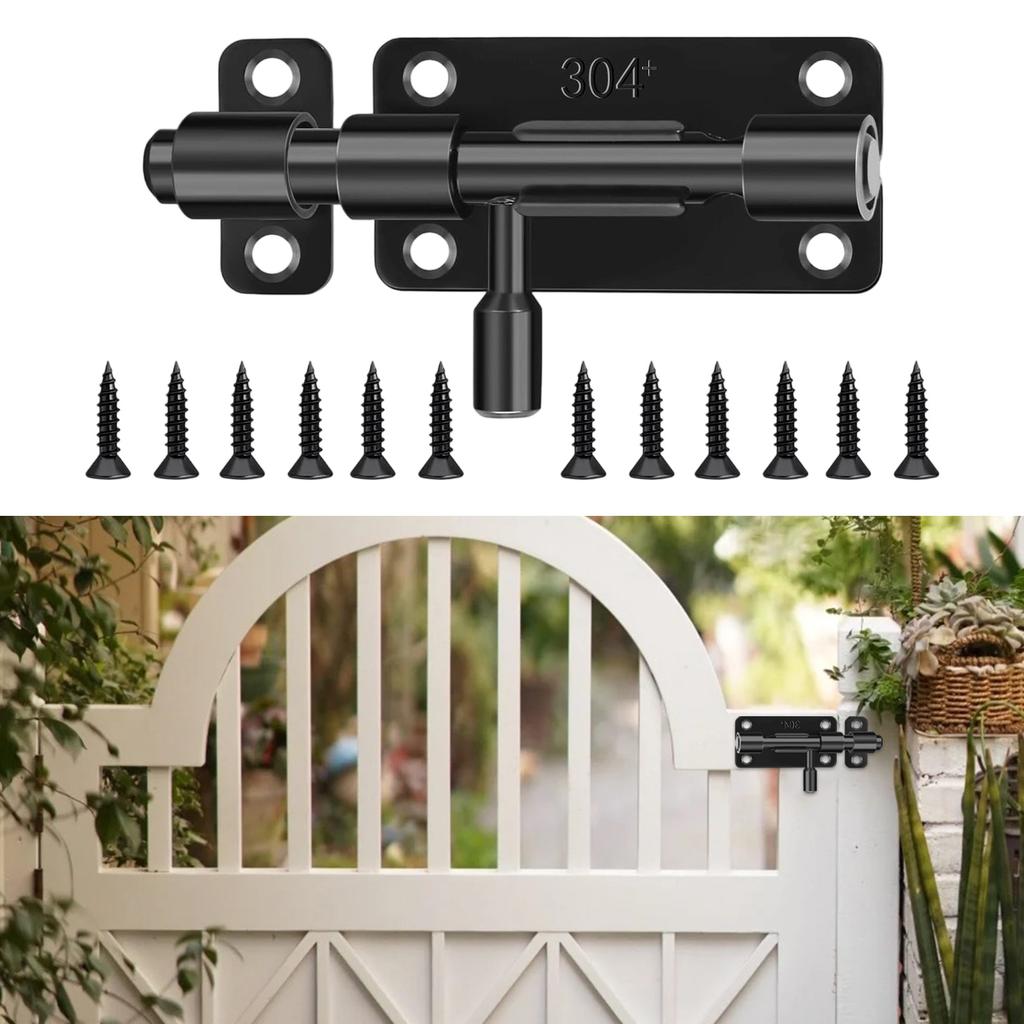 Modern Sliding Door Lock Stainless Steel Black Simple Installation Door Latches For Outdoor Door