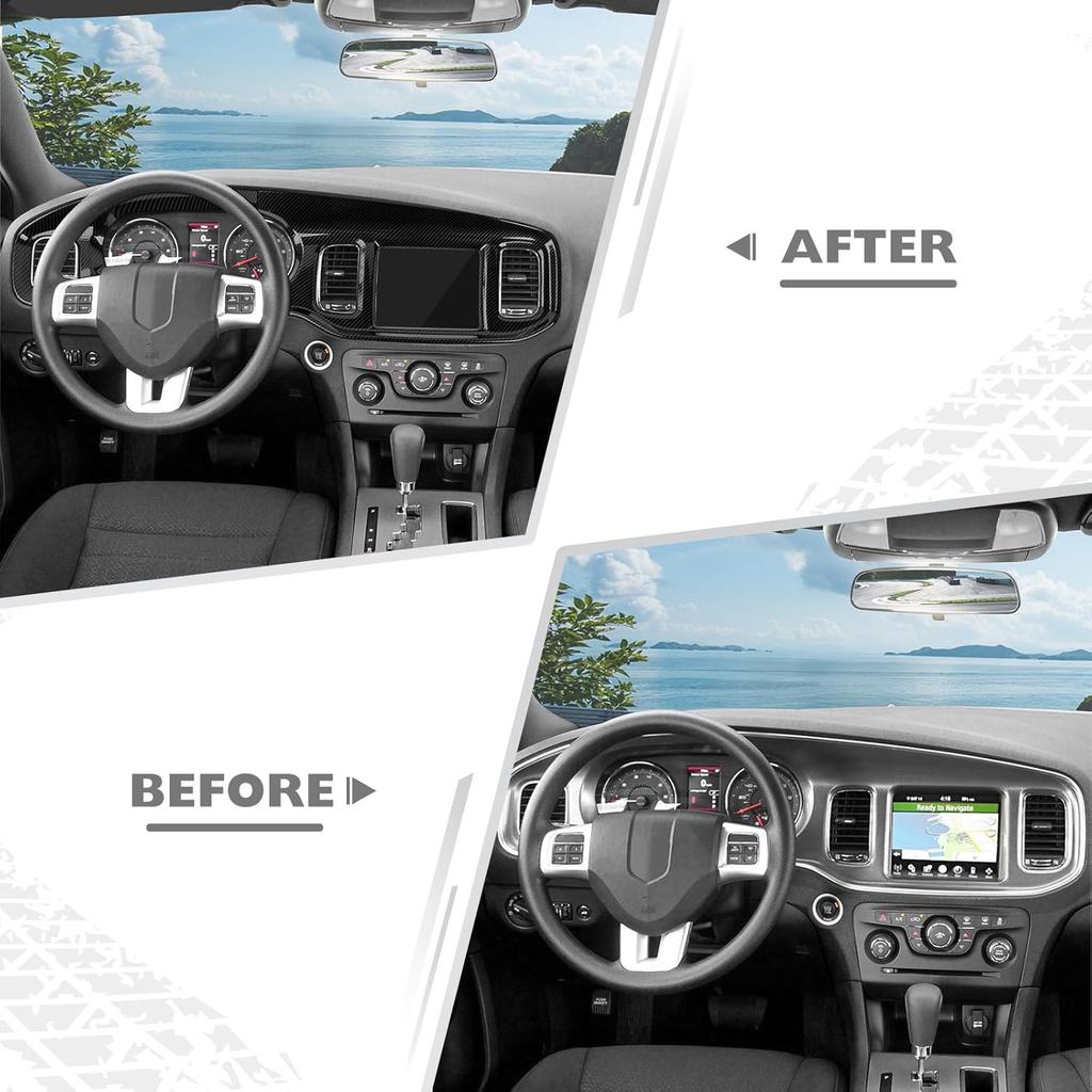 JeCar for Charger Carbon Fiber Dash Trim for Dodge Charger 2011 2012 2013 2014 Interior Accessories (4pcs)