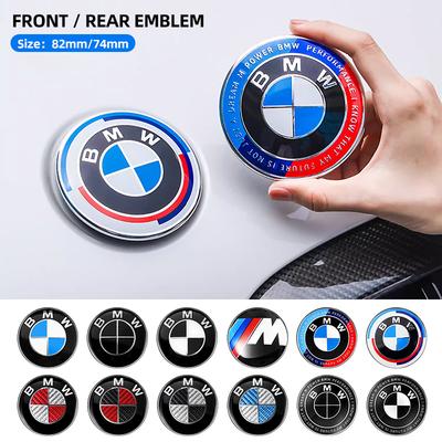 1Pcs Front Bonnet + Rear Tailgate Emblem 82MM+73MM Roundel Badge Emblem Front Rear Hood Trunk Badge for Heritage 50 Years
