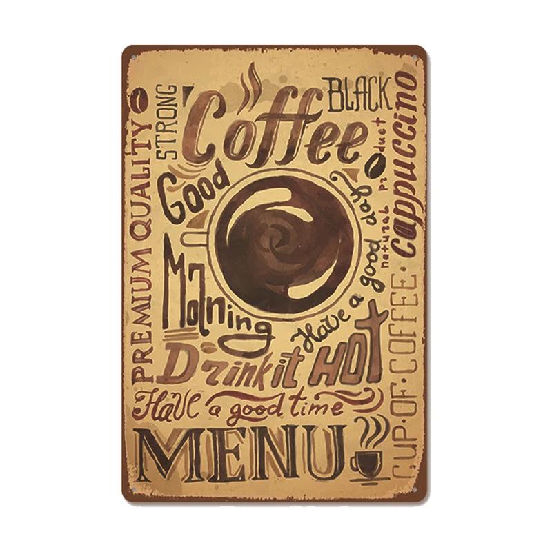 Targa Vintage Caffè Fresco Metallo Latta Segno Retro Bevanda Caffè Poster Adesivi da Parete per Caffetteria Negozio Ristorante Decorazione Casa Stanza
