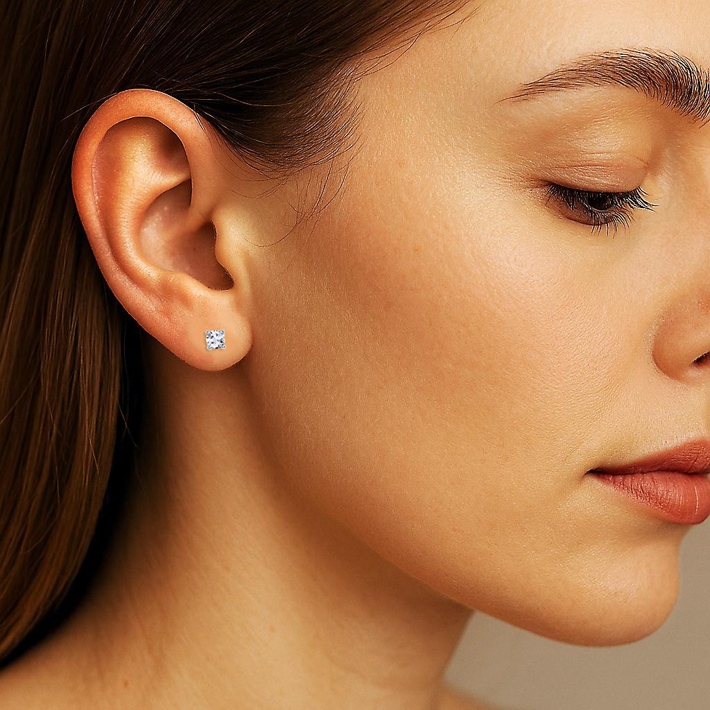 Small Silver Earrings with Cubic Zirconia - Ksc0567