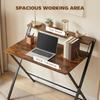 Compact Folding Desk for Small Spaces with Storage Shelf for Home Office, Rustic Brown