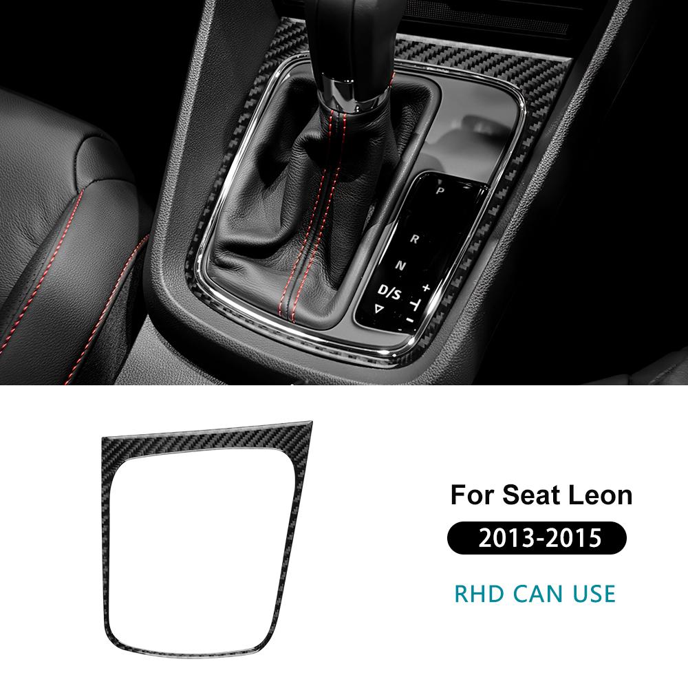 Real Soft Carbon Fiber Sticker For Seat Leon MK3 2013 2014 2015 LHD RHD Car Gear Shift Frame Panel Trim Interior Accessories