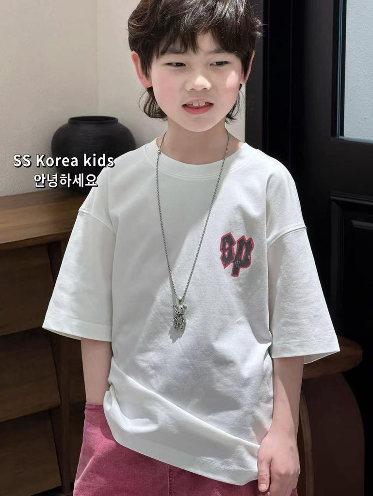 Korean Kids Short Sleeve T Shirt Spring Summer Fashion Loose Fit Top For Boys And Girls