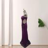 European and American new sexy tube top purple heavy industry nail drill mesh hip party evening dress