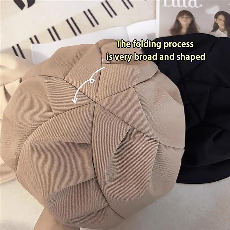 Cloud Hat Women'S Japanese Style Face-Showing Small Plain-Looking Beret Casual All-Match Beret Octagonal Cap