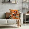 Double Sided Printed Vintage Effect Bird Pillow Cover Tropical Floral Orange Soft Throw Pillow Case For Home Decor