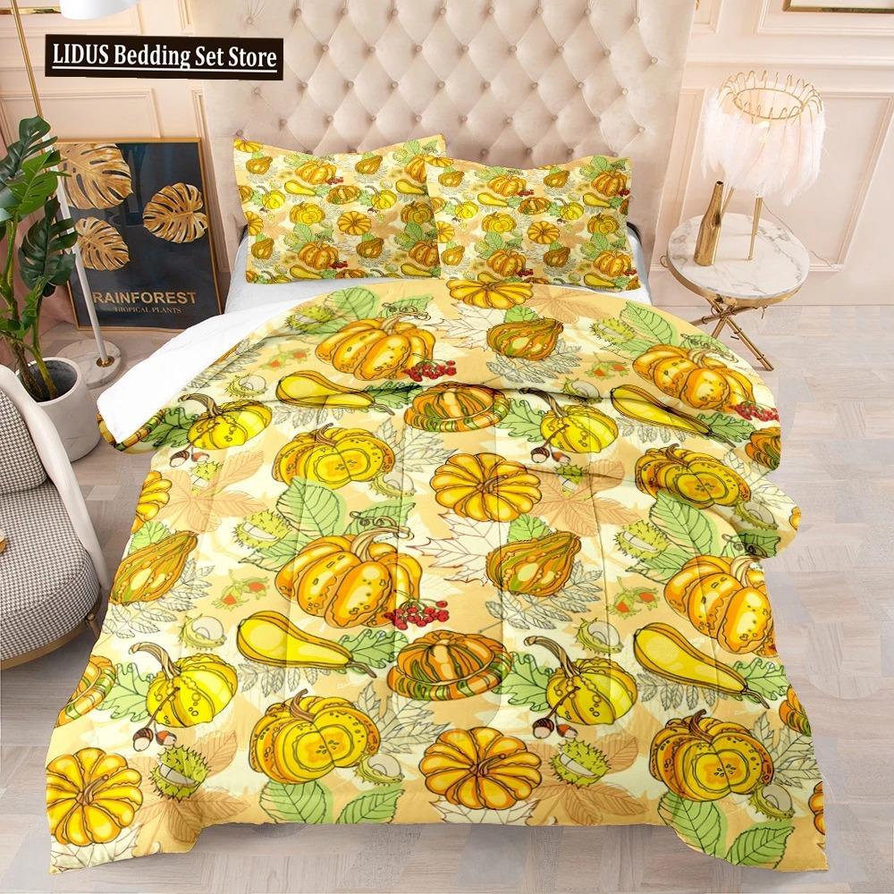 Halloween Duvet Cover Set Pumpkin Lantern Pattern Comforter Cover King Queen Size For Kids Boys Girls Gift Polyester Bedding Set