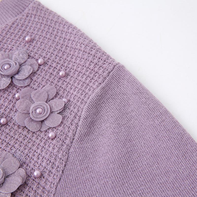 2025 New Style Grandma's Knitwear: Spring & Autumn Long Sleeve Pullover for Middle-Aged & Elderly Women