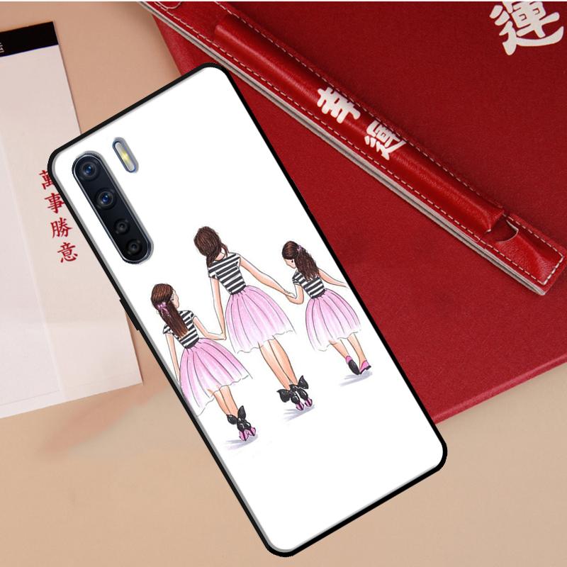 Black Brown Hair Baby Mom Girl Son Case For Oppo A40 A78 A54 A74 A94 A17 A57 A77 A76 A16 A96 A18 A60 A80 A38 A58 A98 A15 A5 Pro