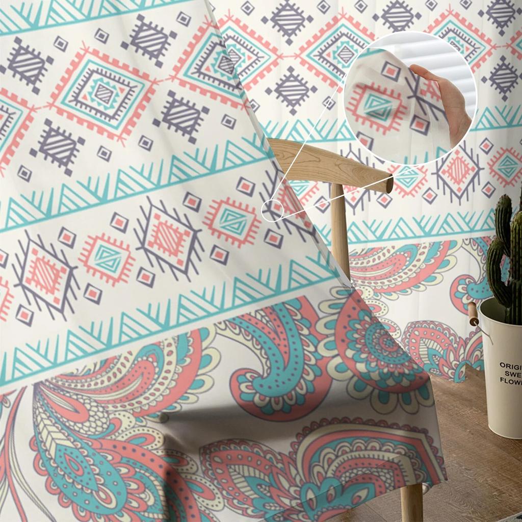 Petal Pattern Texture Feather Modern Printed Tulle Curtains for Bedroom Balcony Window Decor Creative Fashion Home Sheer Curtain