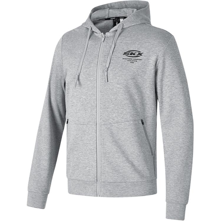 Skechers SKX Sports Lifestyle Series Hooded Zipper Comfortable Soft Jacket Men jackets Floral-Gray P423M046-00RP XL