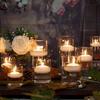 Glass Candle Holders for European Romantic Dinner, Wedding, Birthday, or Hotel Events - Floating Water Candles Included