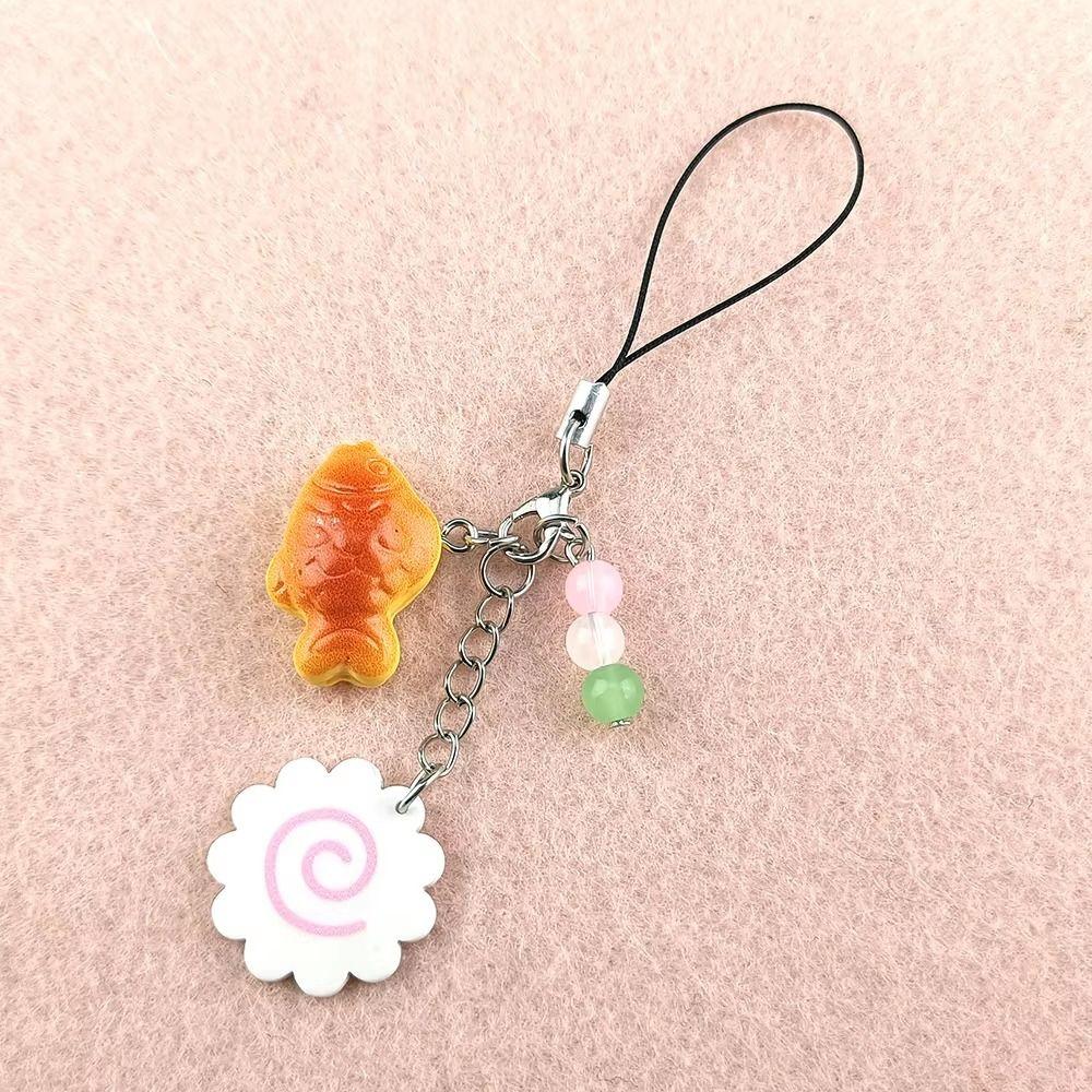 Japanese Fish Cake Keychain Pink Squid Roll Dango Phone Charm Food Taiyaki Pendant Friends Gift