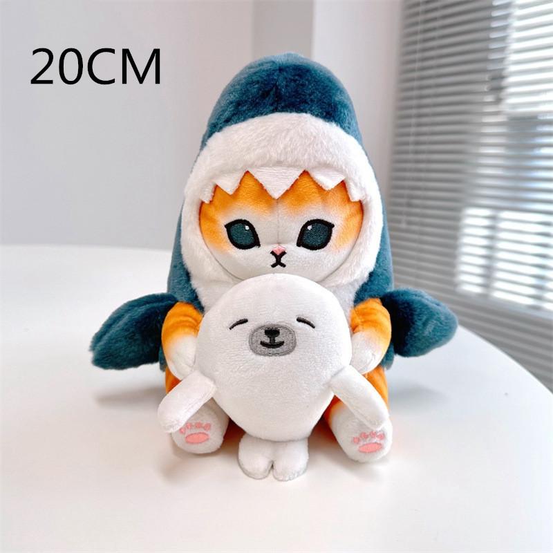 Cartoon Cute Shark Fried Shrimp Cat Plush Doll Pendant Charm Package Pendant Gifts