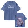 Anime Frieren T-shirt Harajuku Vintage Washed Tees Streetwear Men Women Clothing Short Sleeve Oversized 100% Cotton T Shirt