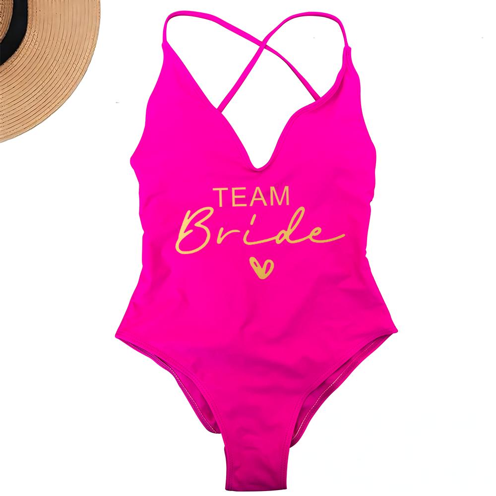 Sexy Padded One Piece Swimsuit Women Team Bride Swimwear Bikini Summer Bathing Suit Plus Size Beachwear Bachelorette Party Lady