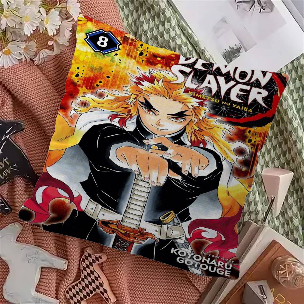 Rengoku Akaza Demon Slayer Anime Pillow Cover for Bedroom Room and Living Room Sofa Decorative Cushion Cover