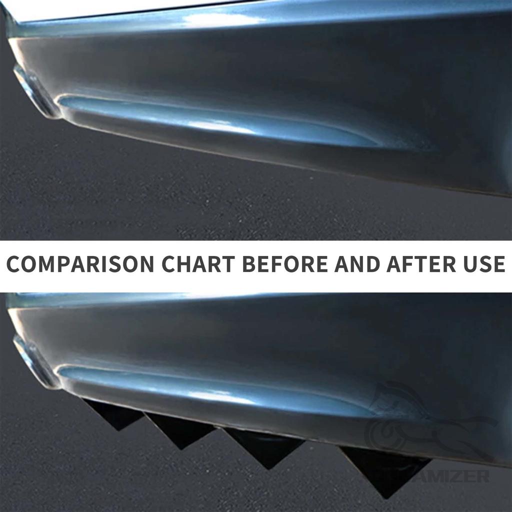 Car Curved Rear Bumper Diffuser Shark Fins Spoiler Lip Splitter Universal Protector Guard  For Ford Mustang GT