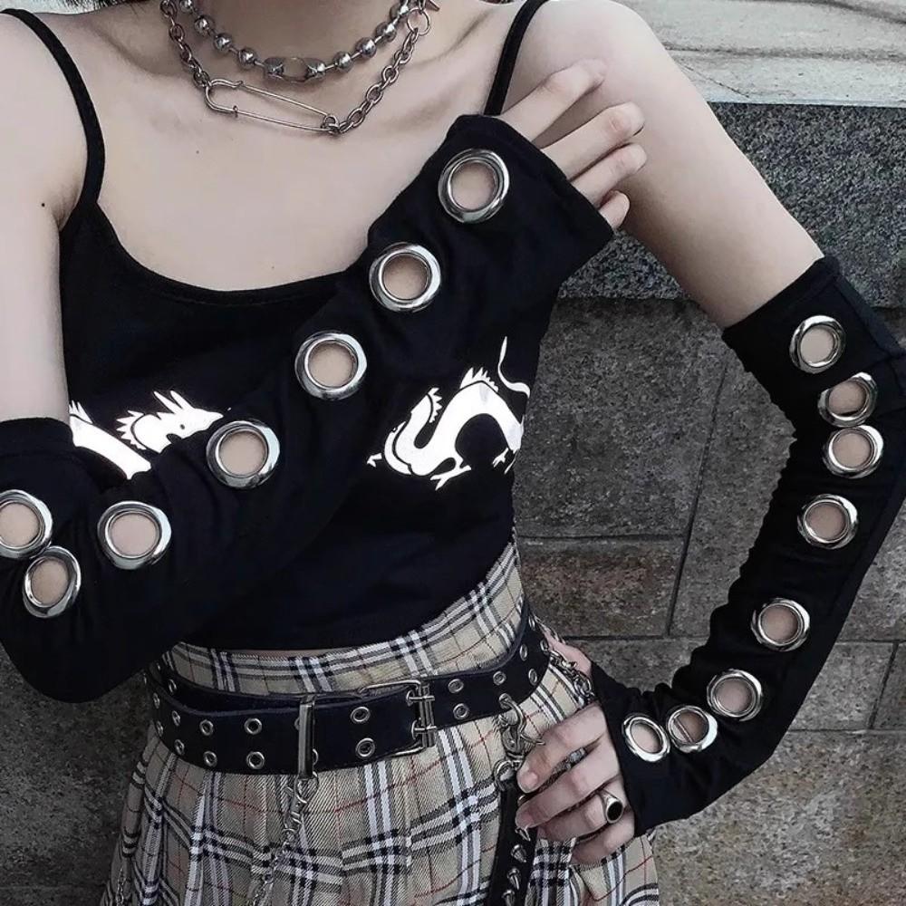 Punk Half-arm Sleeve Black Gothic Arm Covers INS Oversleeve Motorcycle