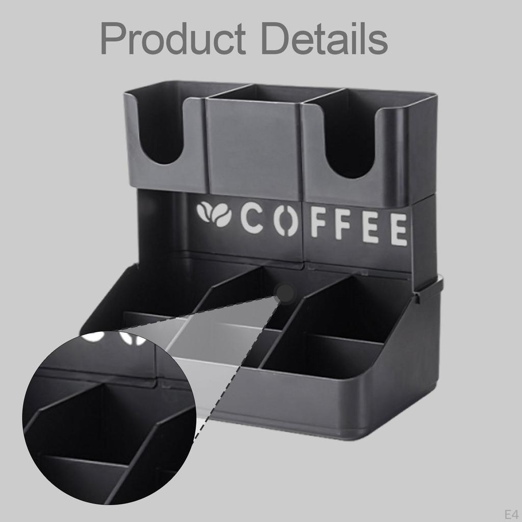 Schwarzer Kaffee Bar Organizer, Platzsparend, Aufbewahrungsregal für Restaurantzubehör, Büro, Hotel,