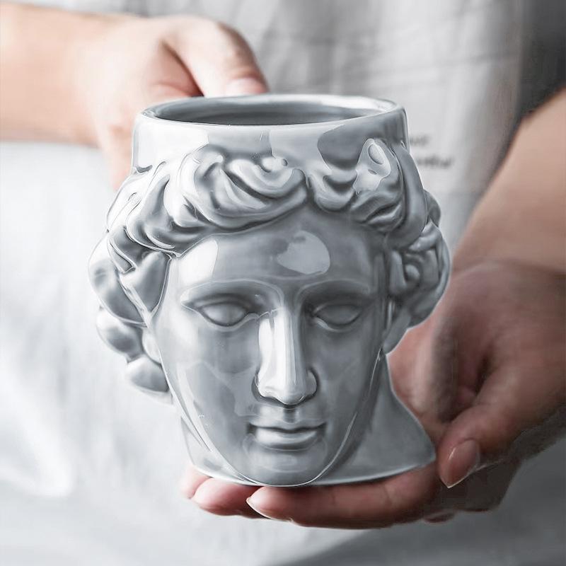 Hrnek Keramický Bůh Slunce Apollo Retro Vodní Hrnek Socha Obličejový Hrnček