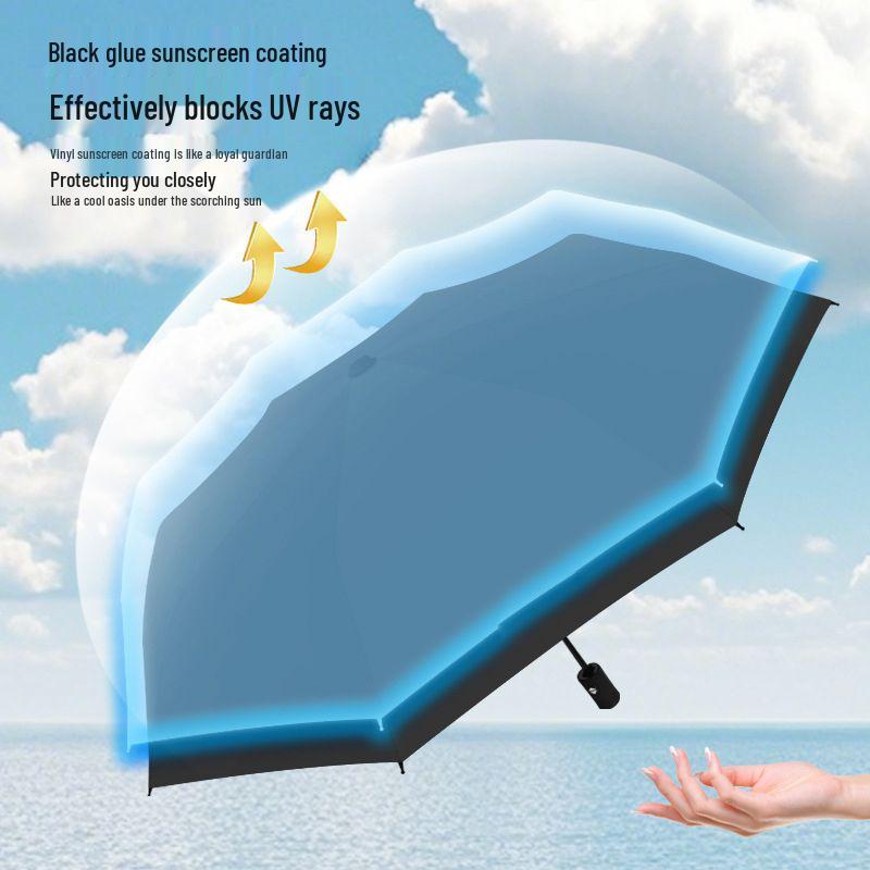 Reinforced Automatic Folding Umbrella for Sun & Rain, with UV Protection